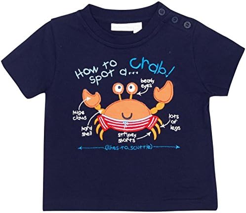 Jojo Maman Bebe Baby Boys' Crab T Shirt, Navy, 18 24 Months