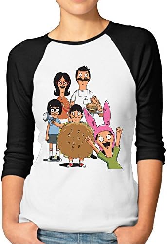 ETCHEN Women's Bobs Burgers Poster 3/4 Sleeve Cotton Tees Black XXL