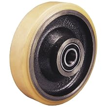 Revvo PT Series 8" Diameter X 1-3/4" Width Polyurethane on Cast Iron Wheel with Precision Ball, 2420 Capacity, 20mm Bore Diameter