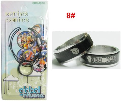 Coser Japanese Anime Soul Eater Black Steel Rotating Ring and Necklace Cosplay Accessories