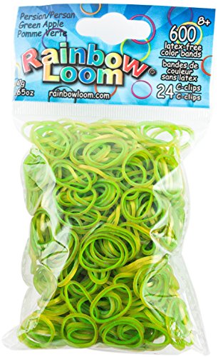 Official Rainbow Loom 600 Ct. Rubber Band Refill Pack PERSIAN GREEN APPLE [Includes 24 C-Clips!]