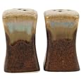 PRADO STONEWARE COLLECTION - Square Dinnerware Collectible & Functional Salt & Pepper Shaker Set - Rustic Brown
