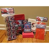 Marvel Spiderman Birthday Party Pack Supplies Set Bundle WITH Spiderman Tattoos Plates Napkins Straws Goodie Bags Candles!!!