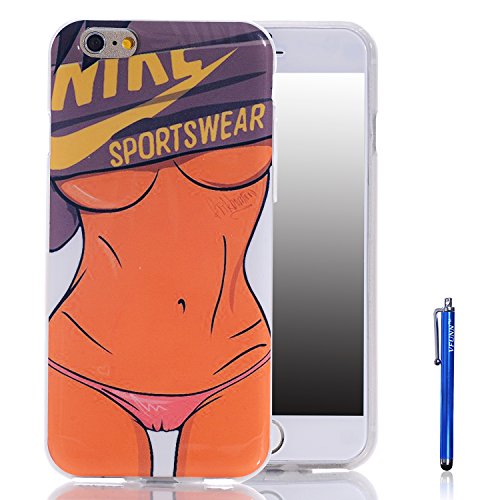 iPhone 6 Case, Vfunn Premium TPU Gel Scratch Resistant Funny Cartoon Case Cover for Apple iPhone 6 (4.7 inch) with 1 Screen Protector 1 Clean Cloth Cleaner 1 Stylus Pen (Apple iPhone 6 ,4.7 inch) (Sportswear)