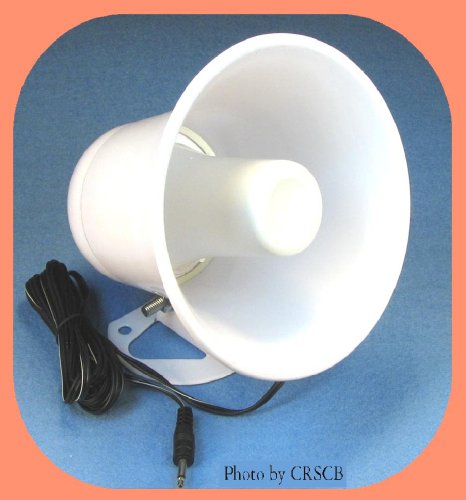 White PA Horn SPEAKER w/ Plug & Wire 5 inch 12 watt for CB / Ham Radio