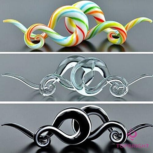Ouyang 1 Pair Glass Pyrex Twist Ear Gauges Hangers Tapers Plugs Stretchers Expanders Clear 5mm