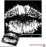 Sony PS3 Slim Skin - Big Kiss Lips White on Black