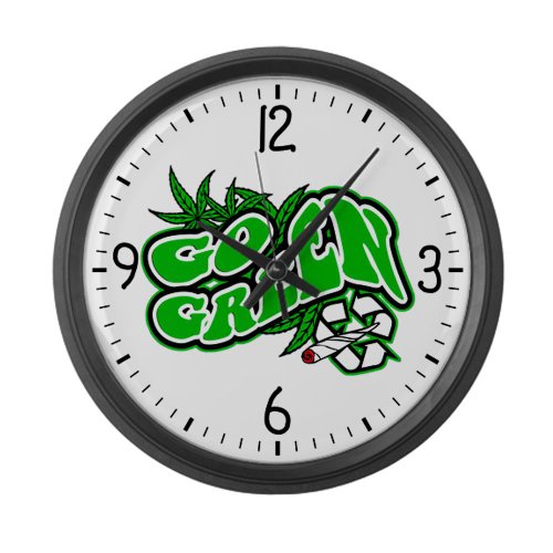 Large Wall Clock Marijuana Go Green