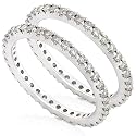 1.00ctw Diamond Prong Set Eternity Bands in 14k White Gold HI/I1 (SET OF 2)