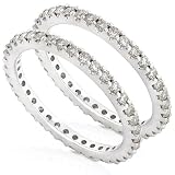 1.00ctw Diamond Prong Set Eternity Bands in 14k White Gold HI/I1 (SET OF 2)