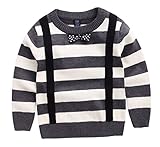 キッズ ニットセーター 子供服 プルオーバー ニット丸首 長袖 ストライプ柄 秋冬 暖かい 防寒 セーター 女の子 男の子 卒園式 結婚式 スプライト 130cm