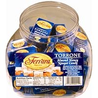 Ferrara Torrone, Almond Honey Nougat Candy, Assorted Flavors, 36-Count Plastic Canister