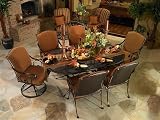 OW Lee Silana Casual Cushion Patio Wrought Iron Dining Set Copper Canyon Finish