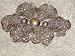 Vintage Antique Silver Tone Over Brass Flower Filigree Brooch Pin - 2 1/2 x 1 1/2 Inches
