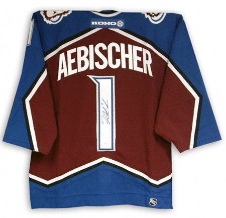 David Aebischer Autographed Jersey | Details: Colorado Avalanche, Burgundy