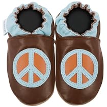 Robeez Infant/Toddler Peace Sign Slip-On,Brown,18-24 Months (US Toddler 7-8 M)