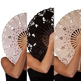 Battenburg Lace & Embroidered Hand Fan