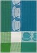 Waffle Weave 100% Cotton Teacups Turquoise Dishtowel 18" X 28" Set / 6