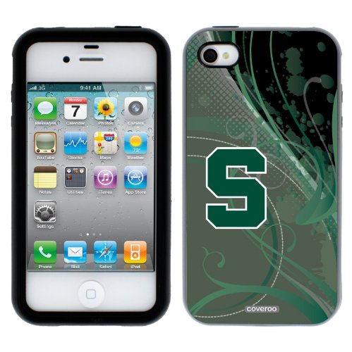 Michigan State Swirl design on a Black-Black iPhone 4 / 4S Guardian Case by Coveroo