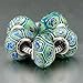 Blue Pale Green Flower Murano Glass Beads(5 Pack)