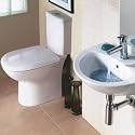 Modern White Ceramic Cloakroom Short Projection Toilet and Basin Suite