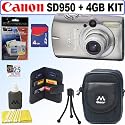 Canon PowerShot SD950IS 12.1MP Digital Camera (Titanium) + 4GB Accessory Kit