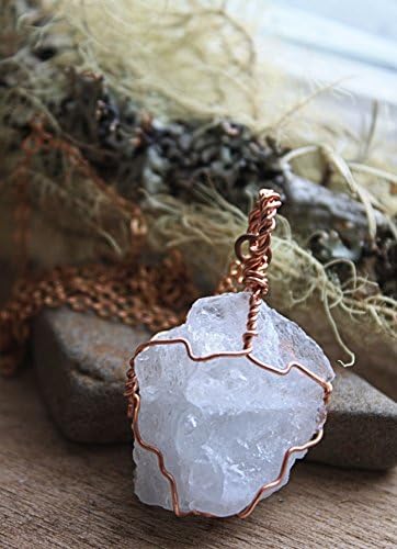 Aquamarine Rough Stone Wire Wrapped Pendant Necklace
