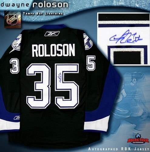 Dwayne Roloson Autographed/Hand Signed Tampa Bay Lightning Black Reebok Premier Jersey