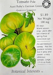 Tomato Aunt Ruby's German Green Certified Organic Heirloom Seeds 20 Seeds