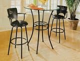 2 New Metal Black Swivel Bar Stools with Arm Barstool