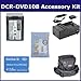 Sony DCR-DVD108 Camcorder Accessory Kit includes: SDM-109 Charger, T31764 Memory Card, ST80 Case, SDNPFH70 Battery, ZELCKSG Care & Cleaning