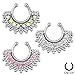 Silver-Tone Fake Septum Clicker Clip On Non Piercing Nose Ring Hoop Cartilage Tribal Fan 3/8