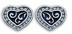 Western Bridal Heart Post Earrings
