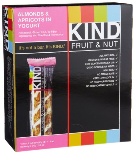 KIND Fruit & Nut, Almonds & Apricot in Yogurt, All Natural, Gluten Free Bars (Pack of 12)