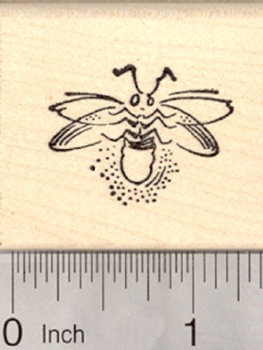 Firefly Rubber Stamp, Lightning Bug, Glowing in Flight