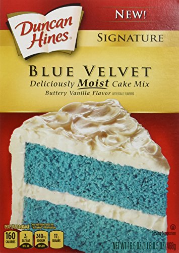Duncan Hines, Signature, Blue Velvet Buttery Vanilla Flavor Cake Mix, 16.5oz Box (Pack of 3)