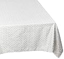 Waterford Trista 70-inch by 104-inch Tablecloth, Platinum/White