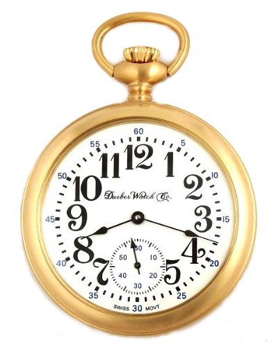 DBRM3 New Gold Plated Dueber Watch Co Pocket Watch Stainless Steel Swiss Mechanical Wind 17 Jewels
