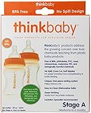 Thinkbaby 2 Pack BPA Free Vented Baby Bottles, 5 Ounce, Natural/Orange