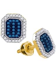 10KT Yellow Gold 0.25 CTW-Diamond Micro-Pave Earring