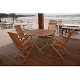 Bahama 5 Piece Round Folding Table Set with Classic Armchair
