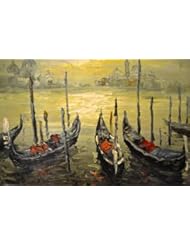 Oil Painting On Stretched Canvas 12"x16"- Drifting Canoes