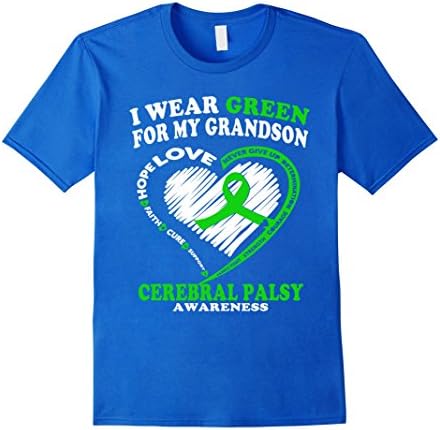 Men's Cerebral Palsy Shirt - I Wear Green For My Grandson Large Royal Blue