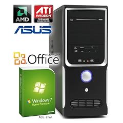 Leiser PC - CSL Sprint W5231 (Dual) - Office DualCore! PC-System mit AMD Athlon II X2 250 2x 3000 MHz, 500GBSATA, 4096MB DDR3, ASUS Mainboard, Radeon HD 3000, DVD-RW, CardReader, 7.1 Sound, GigLAN, Windows 7 Home Premium, Office 2010