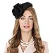 F FADVES Flower Womens Dress Fascinator Wool Felt Fedora French Pillbox Hat Party Wedding Teardrop Beret