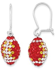 Sterling Silver Swarovski Elements Kansas City Spirit Football Earrings