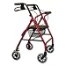 4 Wheel Rolling Walker with Shopping Basket, Padded Seat Burgundy color