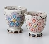 花つなぎ湯呑（大、紫・小、ＰＲセット）　　【千茶 美濃焼】