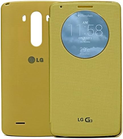 Round Gold Smart Sleep/wake up S View Pu Leather Cover Case for Lg G3 Flip Smart View Cover Quick Circle View Fit for Lg G3 5