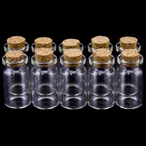 eCrafty EC-4911 10-Pack Mini Glass Bottles with Cork Tops Message Wish 